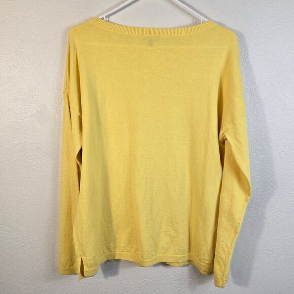 Talbots Sweater Women's L Yellow Cotton Wool Cashmere Classic Career Spring Prep - Picture 2 of 7